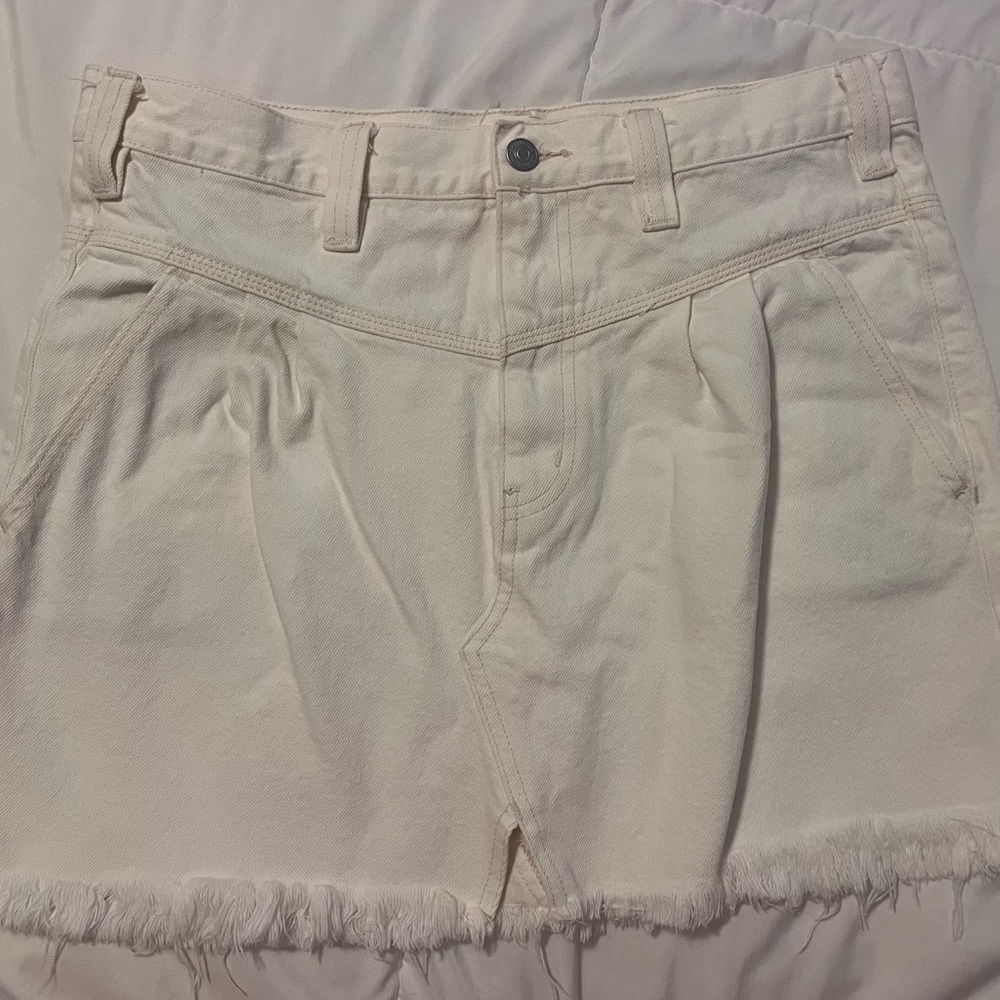 Free People White Denim Mini Skirt